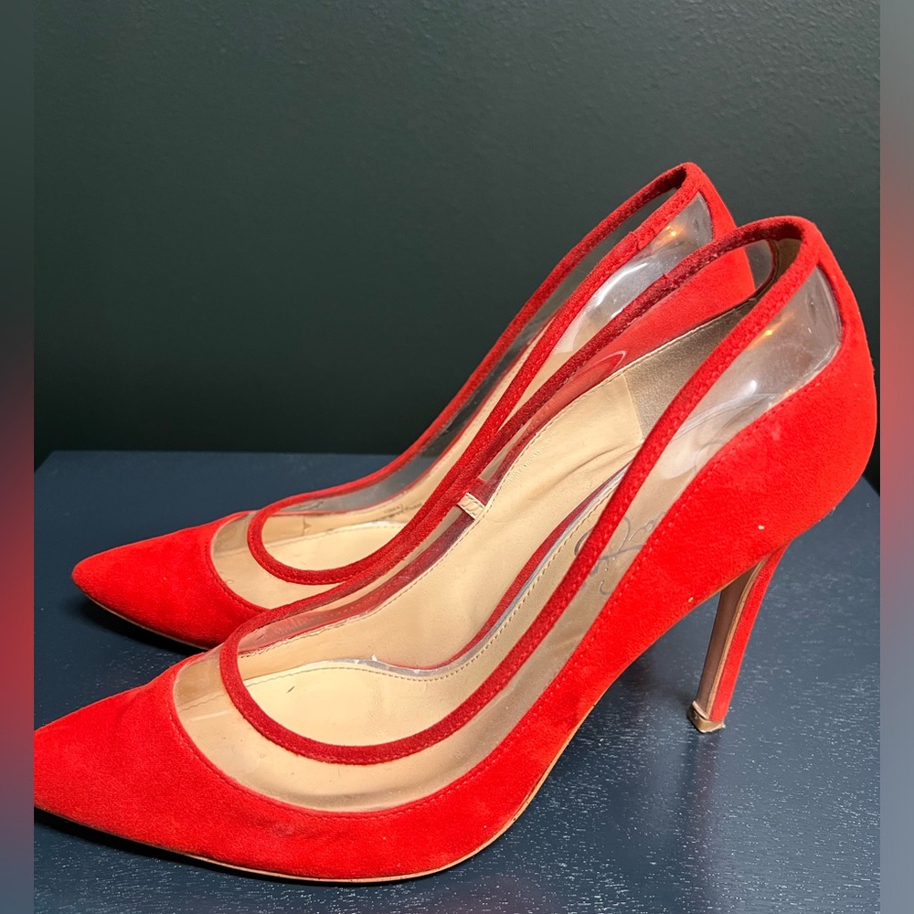 Jessica Simpson stiletto with suede like feel. Very sexy heel.